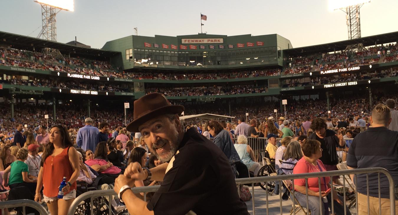 Luis Conte at Fenway Park with James Taylor